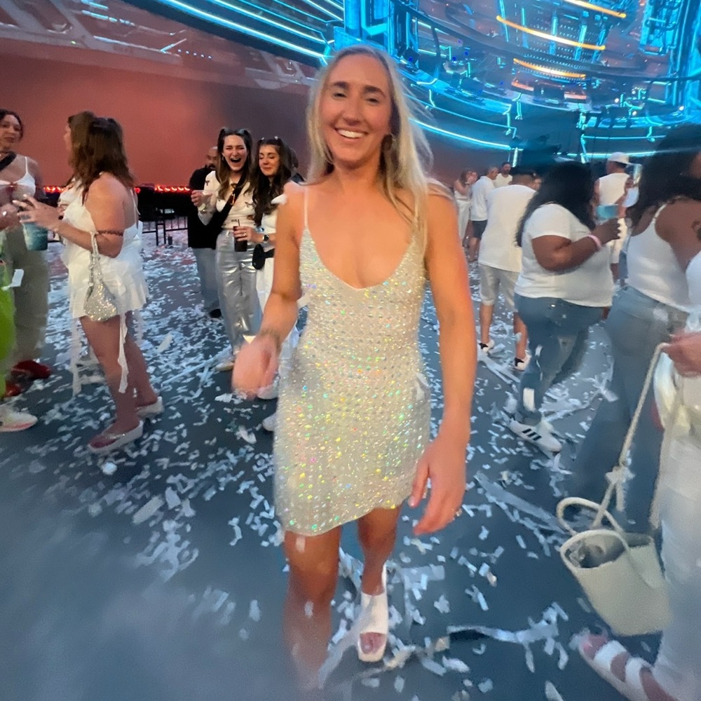 Oh Polly Silver Sequin Mini Dress